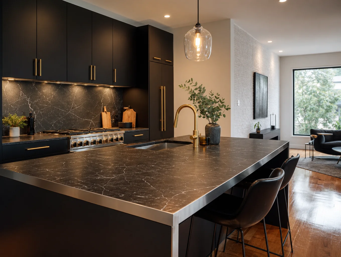 Example open-plan kitchen remodel concept after wall removal, Roswell GA