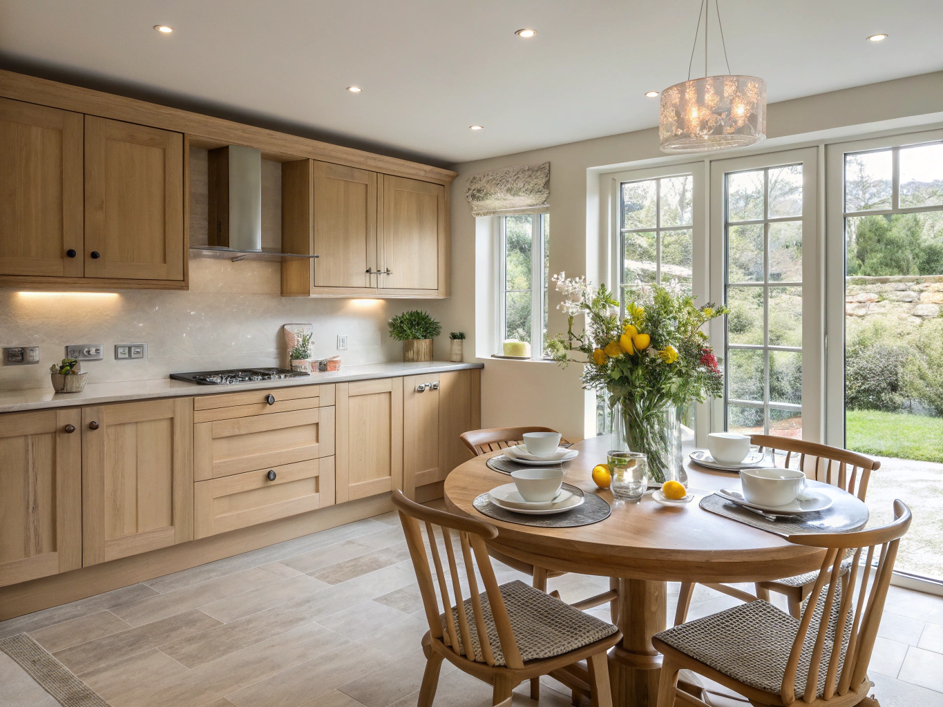 Example transitional white oak kitchen remodel concept, Roswell GA