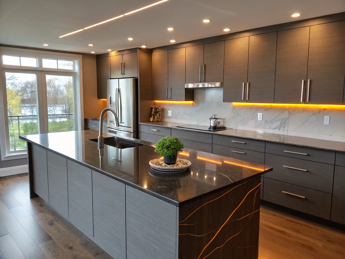 Example cabinet refacing and quartz countertop concept, Roswell GA