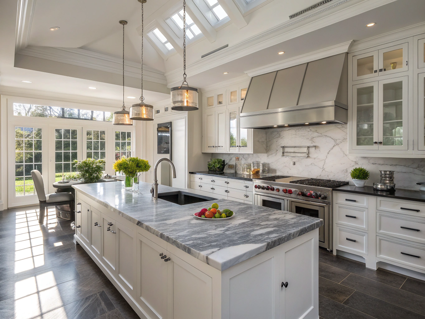 Example kitchen remodel concept with long island seating, Roswell GA